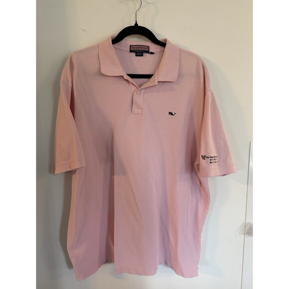 Vineyard Vines Other - Vineyard Vines Polo Shirt Men XL White Pink Print Performance Short Sleeve Logo